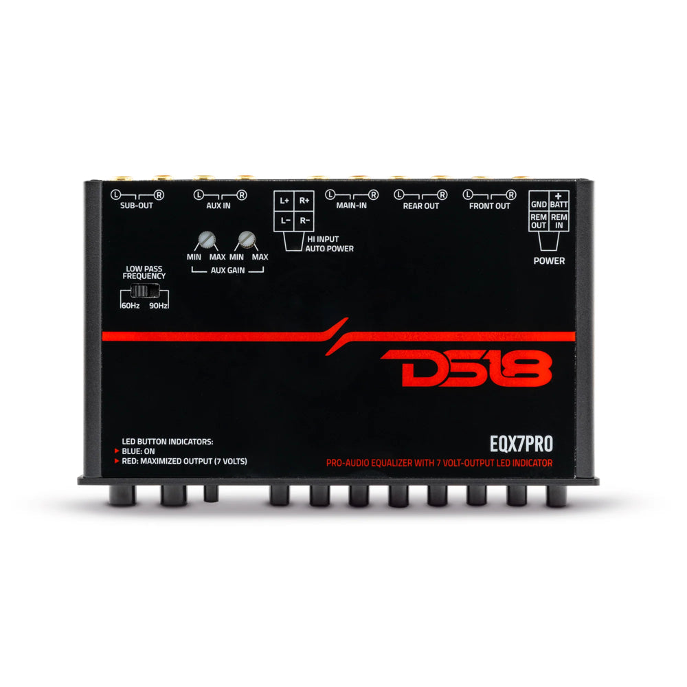DS18 EQX7PRO 7 Band Equalizer with High Level Input, Auto Turn On, High Volt LED