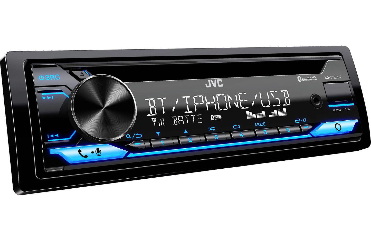 JVC KDT720BT Single-Din CD Receiver w Bluetooth