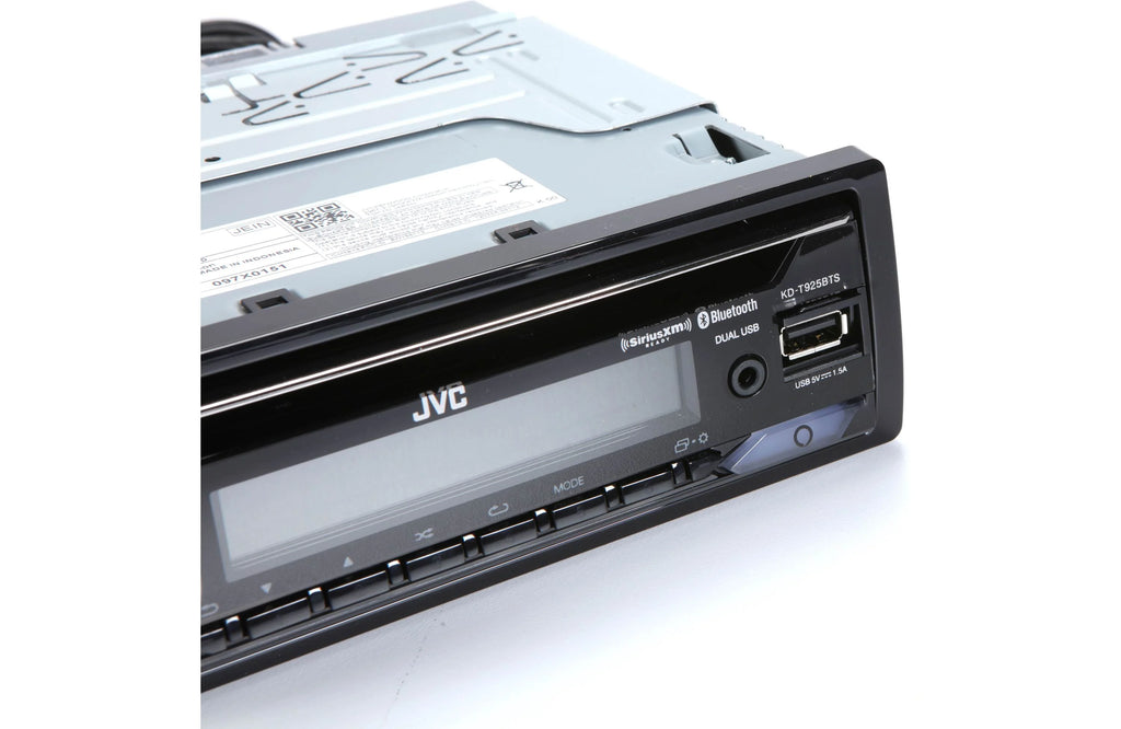 JVC KDT925BTS Single-Din CD Receiver, BT, SXM Ready, Dual USB