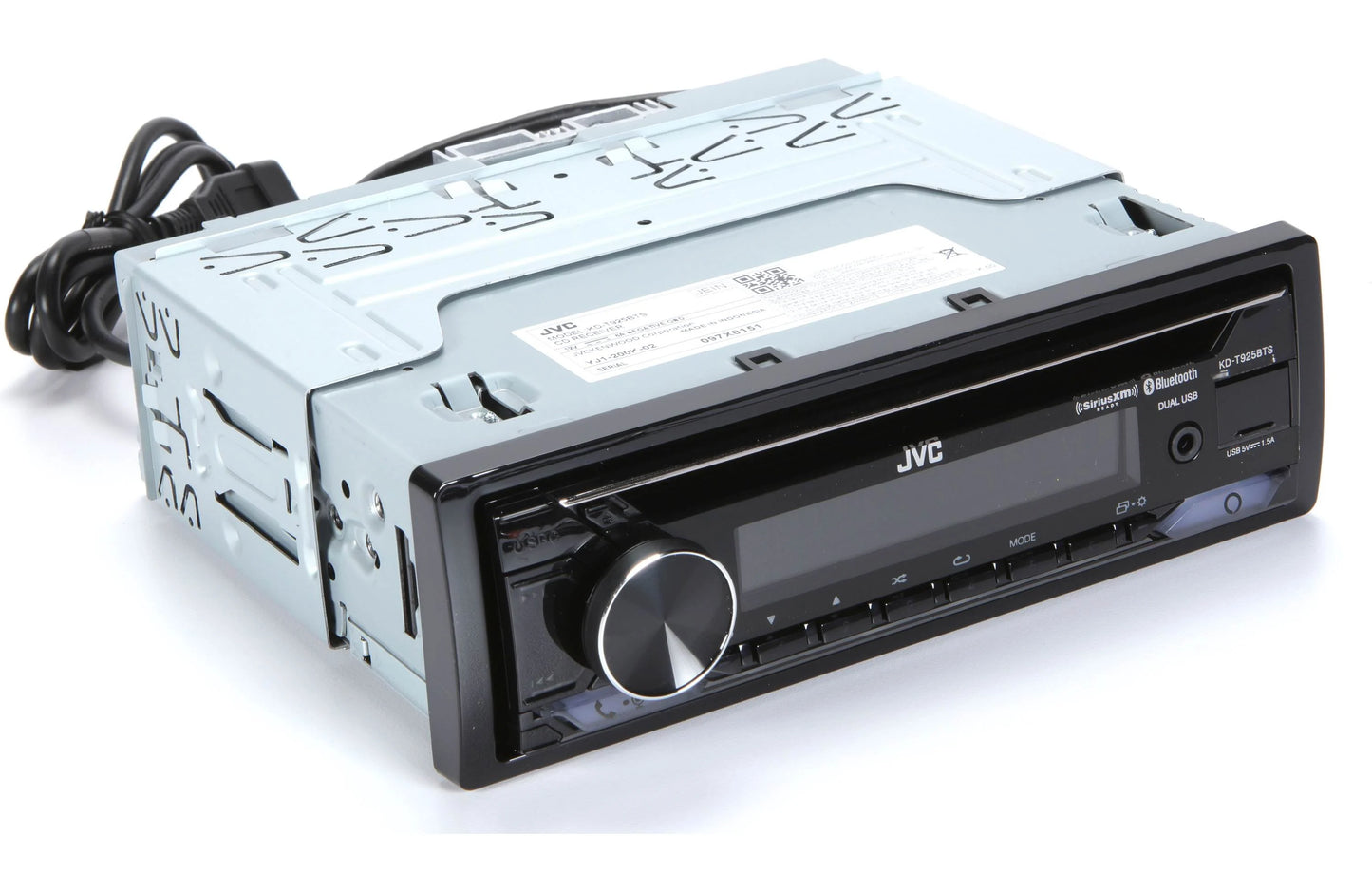 JVC KDT925BTS Single-Din CD Receiver, BT, SXM Ready, Dual USB