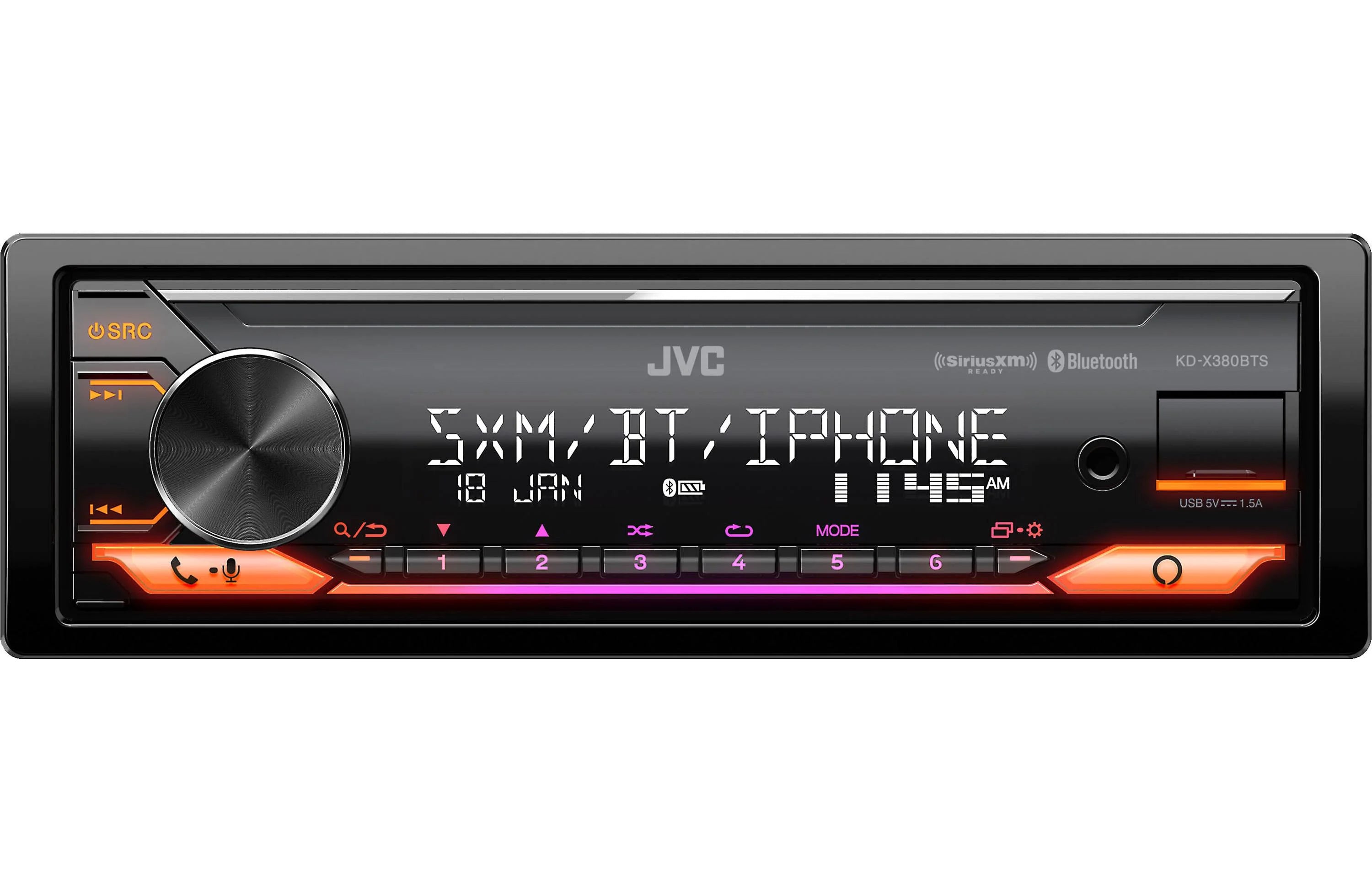 JVC KDX380BTS Single-Din Mechless Receiver w Bluetooth, SXM