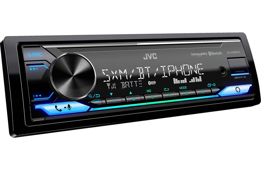 JVC KDX380BTS Single-Din Mechless Receiver w Bluetooth, SXM