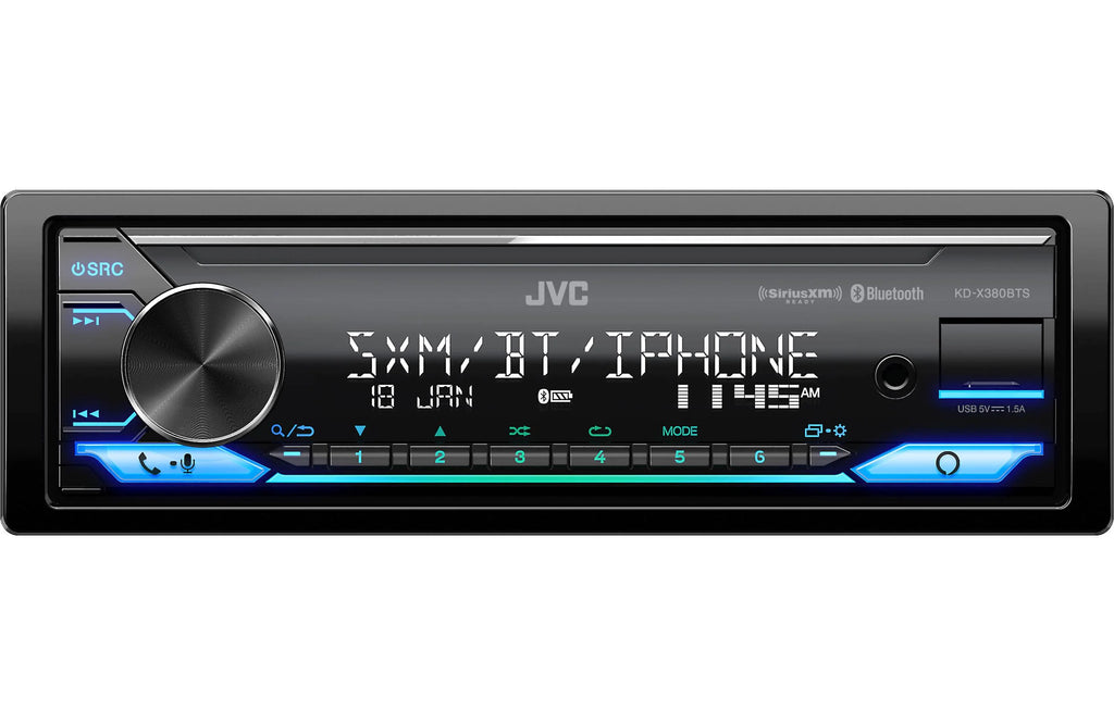 JVC KDX380BTS Single-Din Mechless Receiver w Bluetooth, SXM