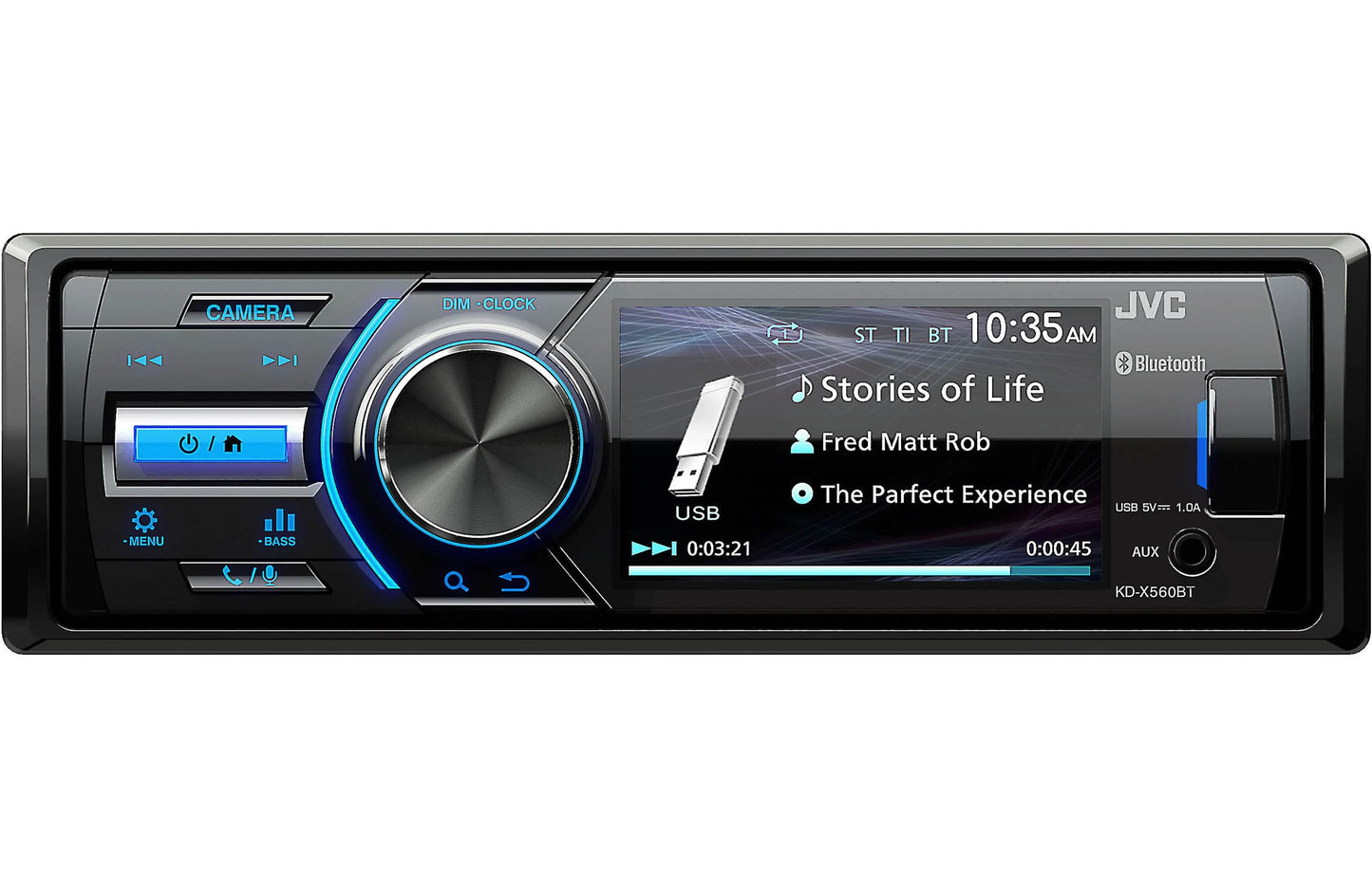 JVC KDX560BT Single-Din Marine Receiver w 3" Screen