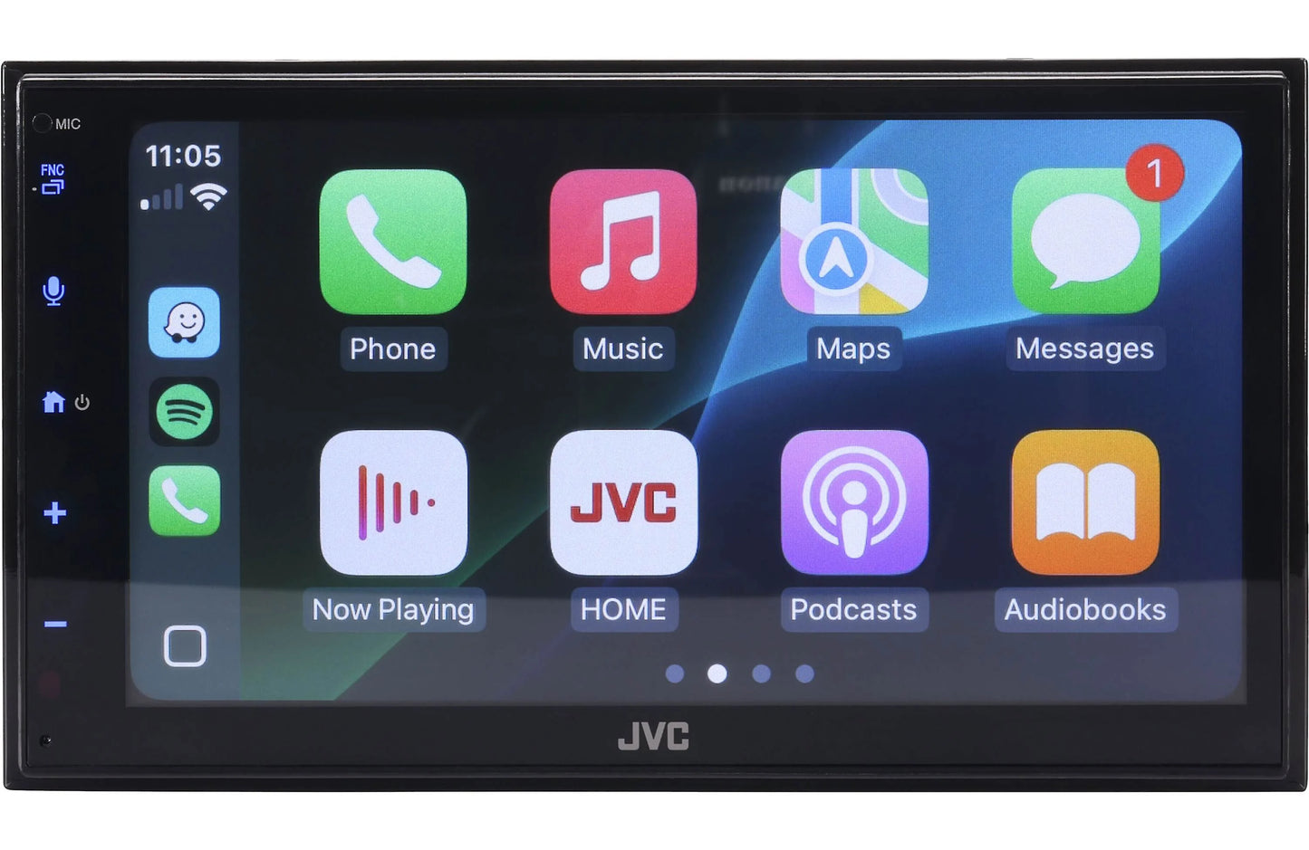 JVC KWM595BT Double-Din Mechless Receiver, BT, Carplay/Android Auto, SXM Ready