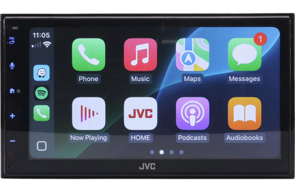JVC KWM595BT Double-Din Mechless Receiver, BT, Carplay/Android Auto, SXM Ready