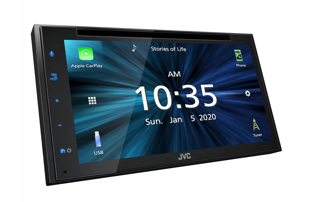 JVC KWV660BT Double-Din CD/DVD Receiver, BT, Wired Carplay/Android Auto, SXM Ready