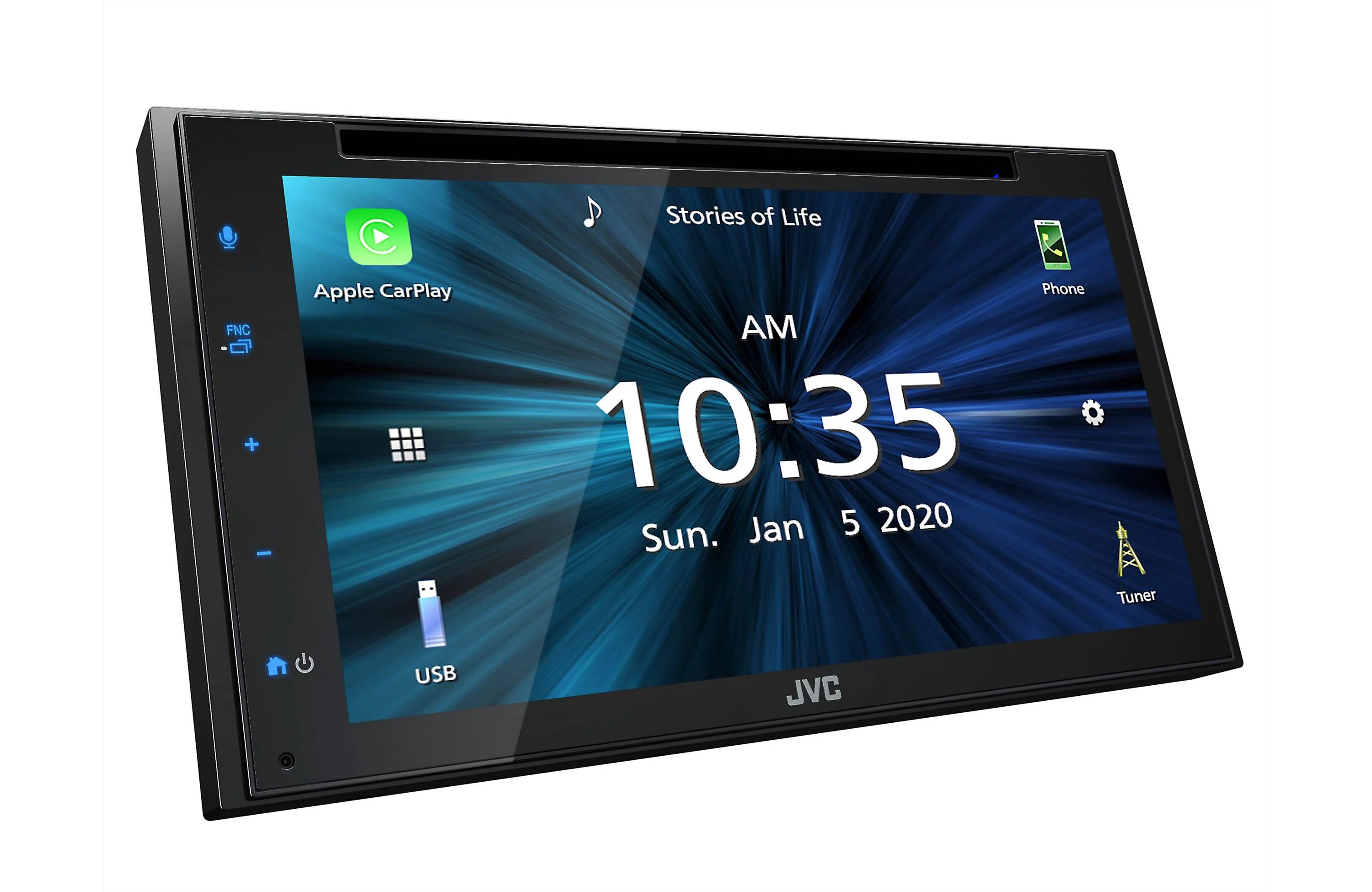 JVC KWV660BT Double-Din CD/DVD Receiver, BT, Wired Carplay/Android Auto, SXM Ready