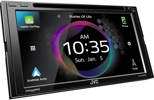 JVC KWV960BW Double-Din CD/DVD Receiver, BT, Wireless Carplay/Android Auto, SXM Ready, Hi-Res Audio