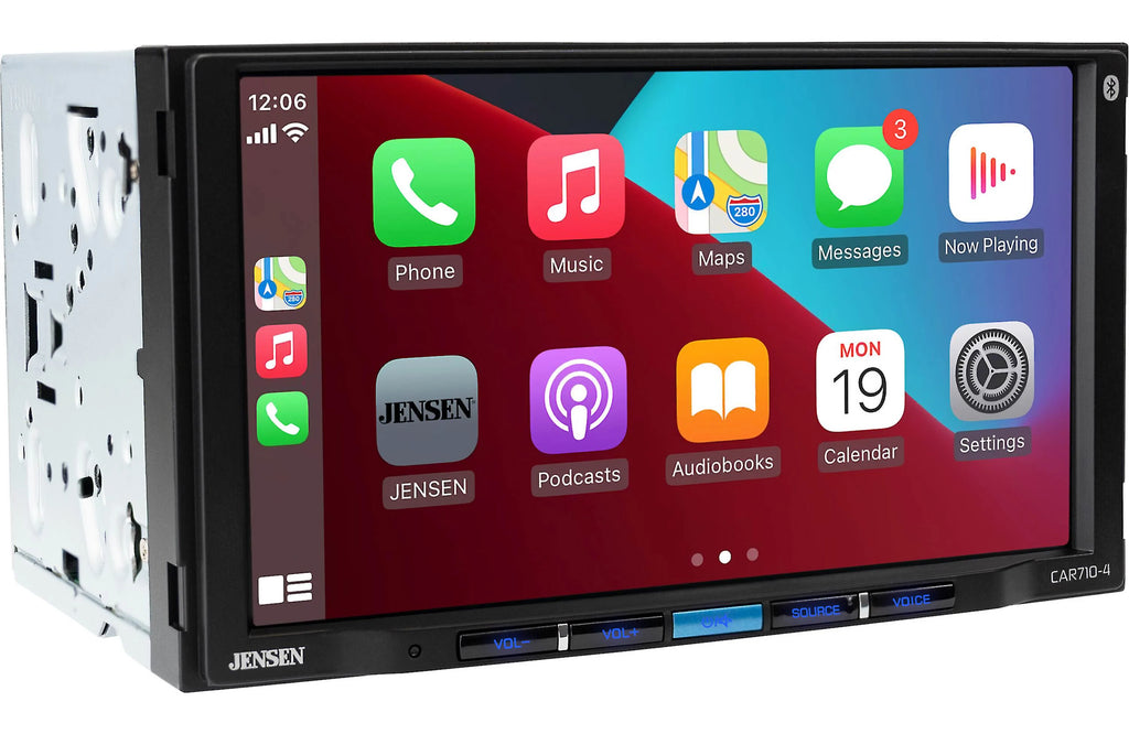Jensen CAR 710-4 7" Double-Din Radio, Mechless, Apple Carplay, Android Auto