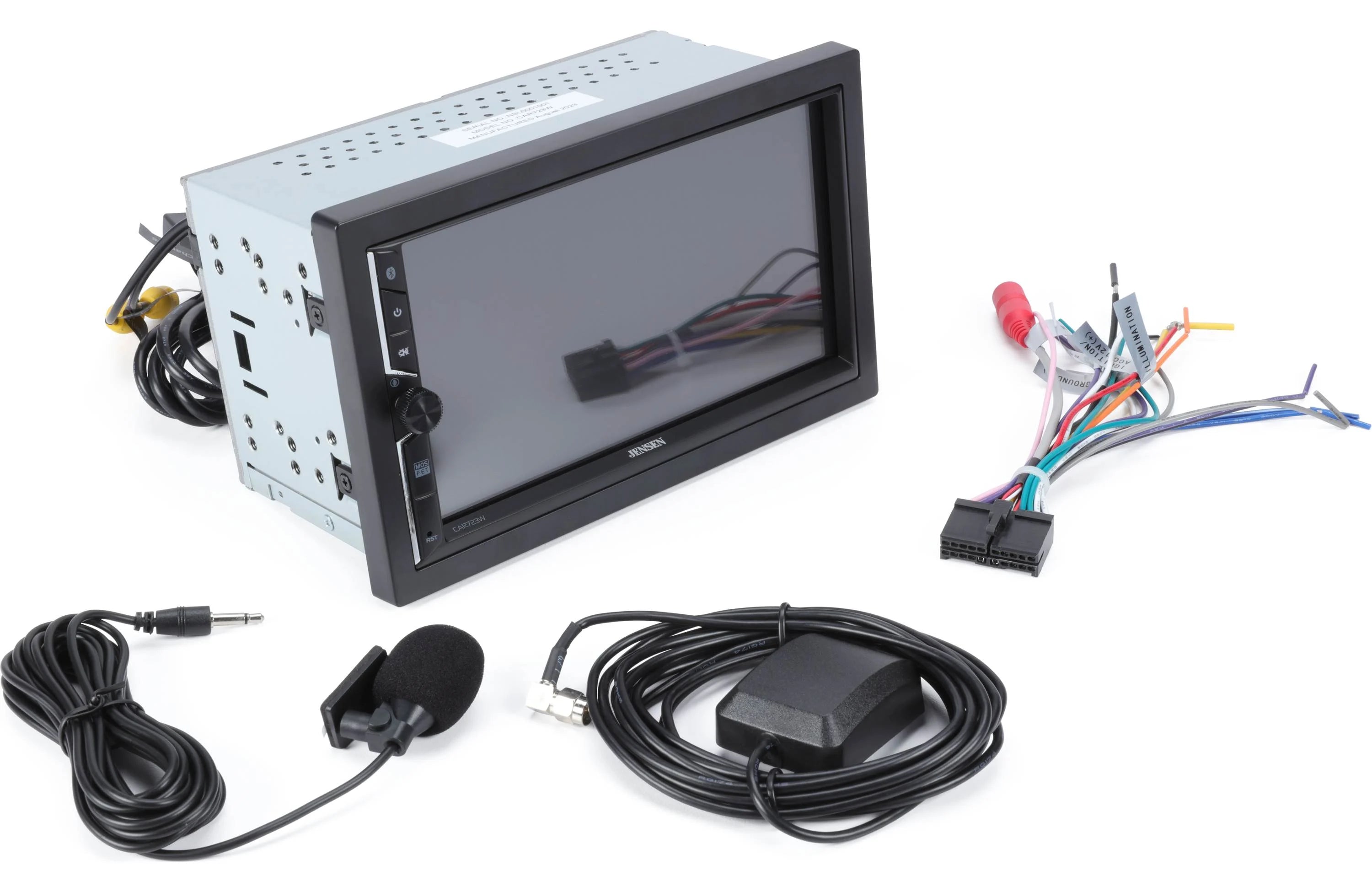 Jensen CAR723W 7" Double-Din Radio, Mechless, Wireless Apple Carplay, Android Auto