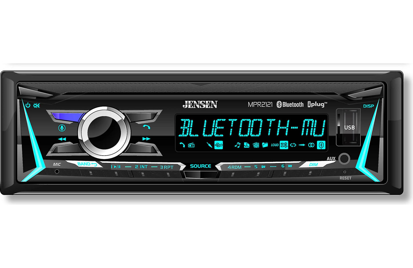 Jensen MPR2121 Single-Din Mechless Radio with Bluetooth