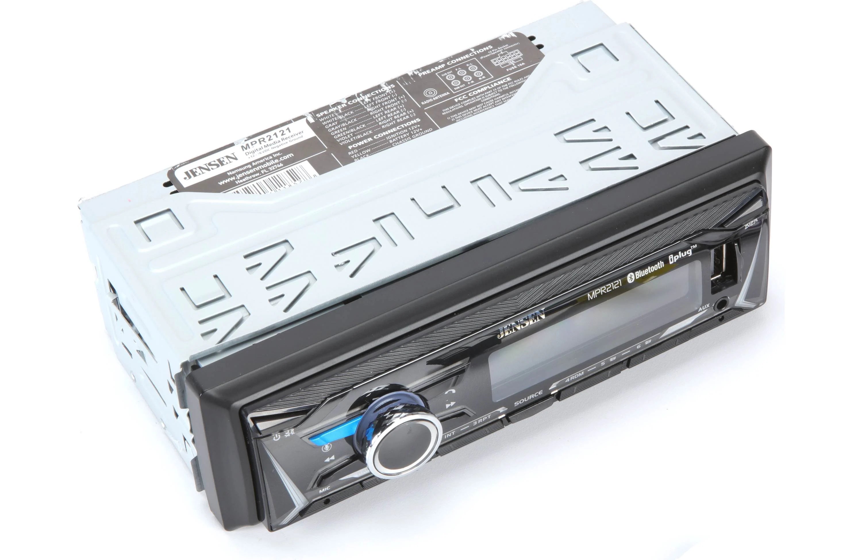 Jensen MPR2121 Single-Din Mechless Radio with Bluetooth