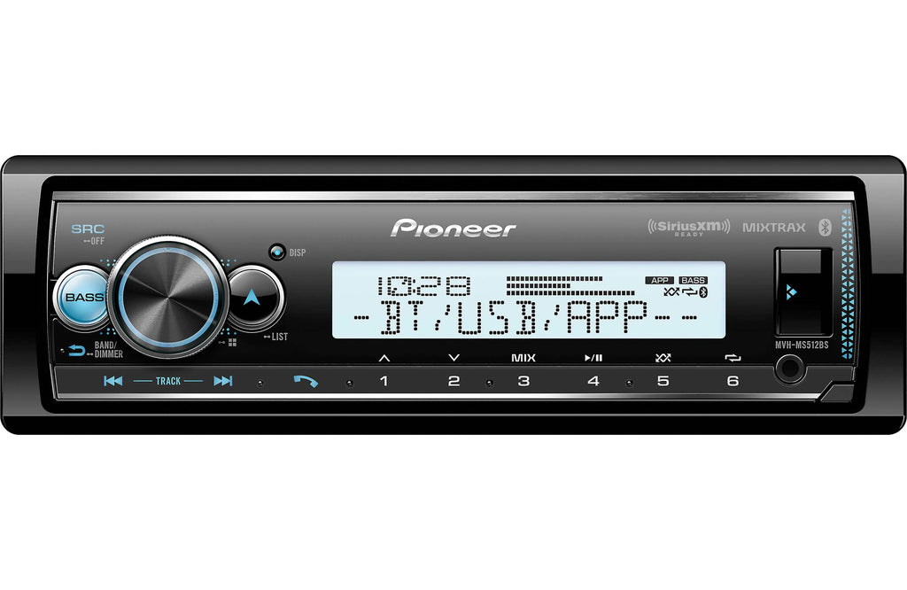 Pioneer MVHMS512BS Marine Single-Din Mechless Receiver, Bluetooth