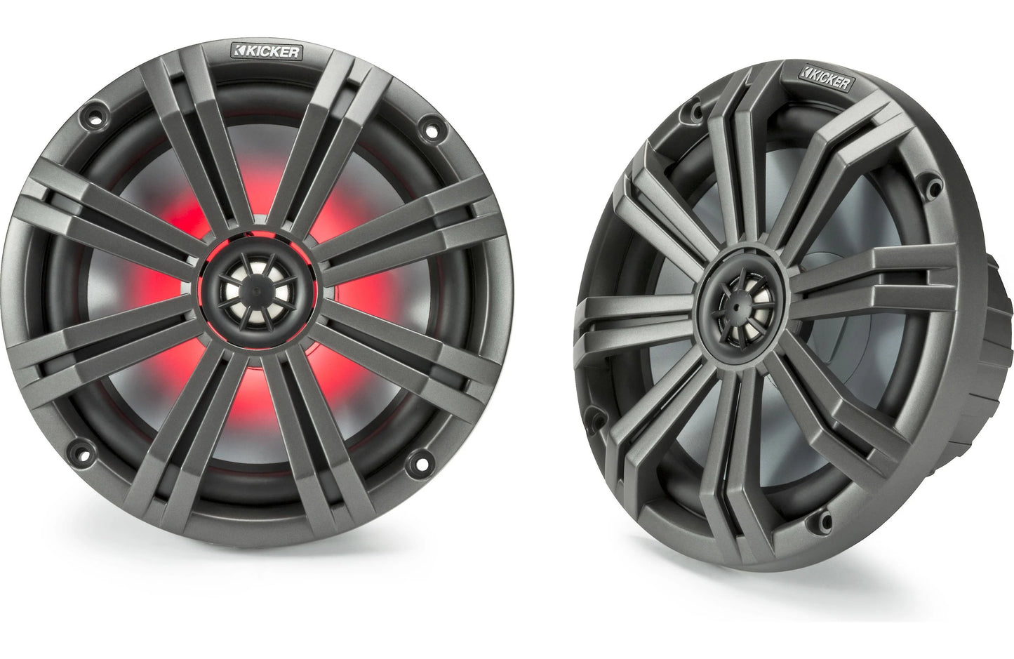 Kicker KM84L 8" White or Charcoal Marine Speakers With RGB LED Lights