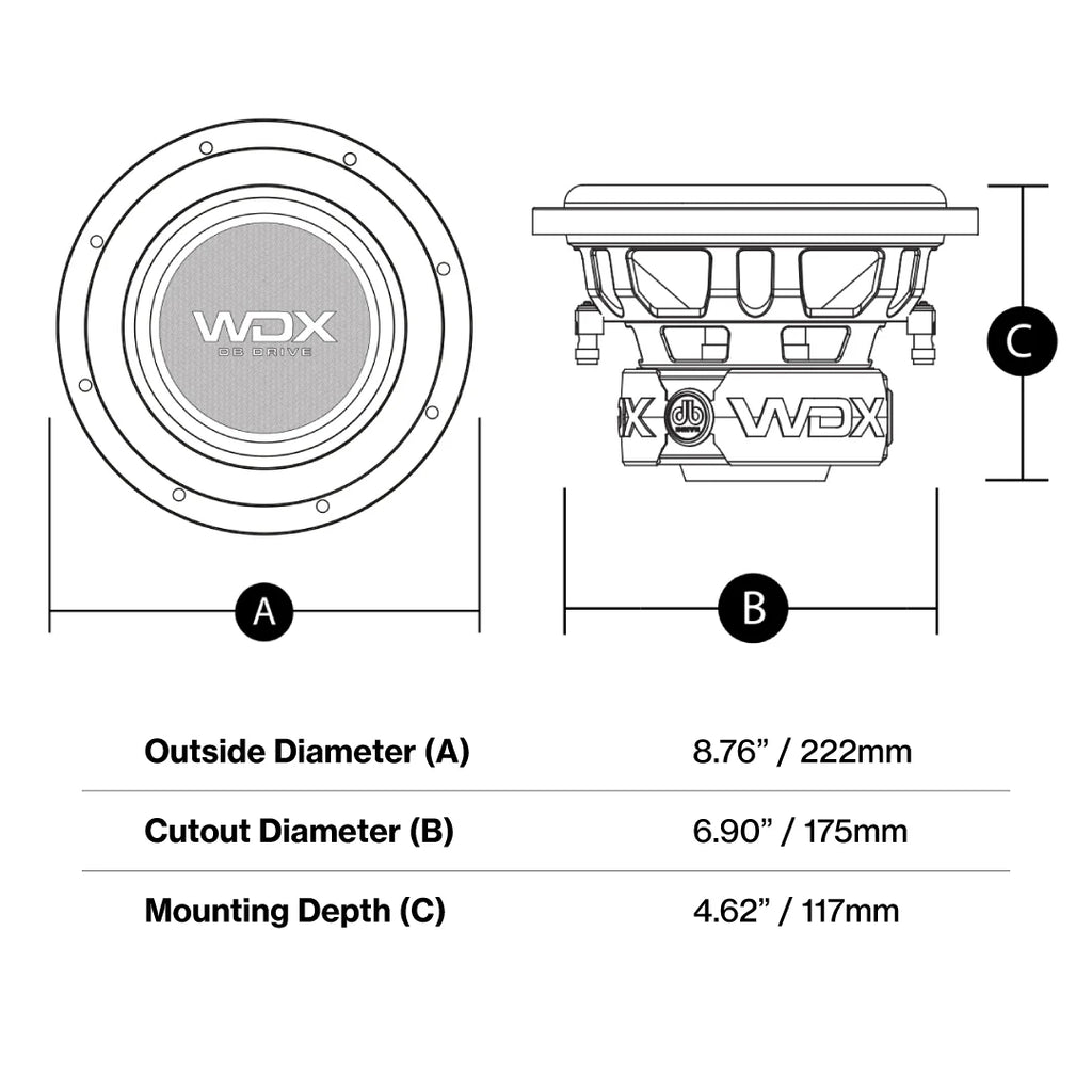 DB Drive WDX8G0.4 : 8" Dual 4-Ohm Subwoofer